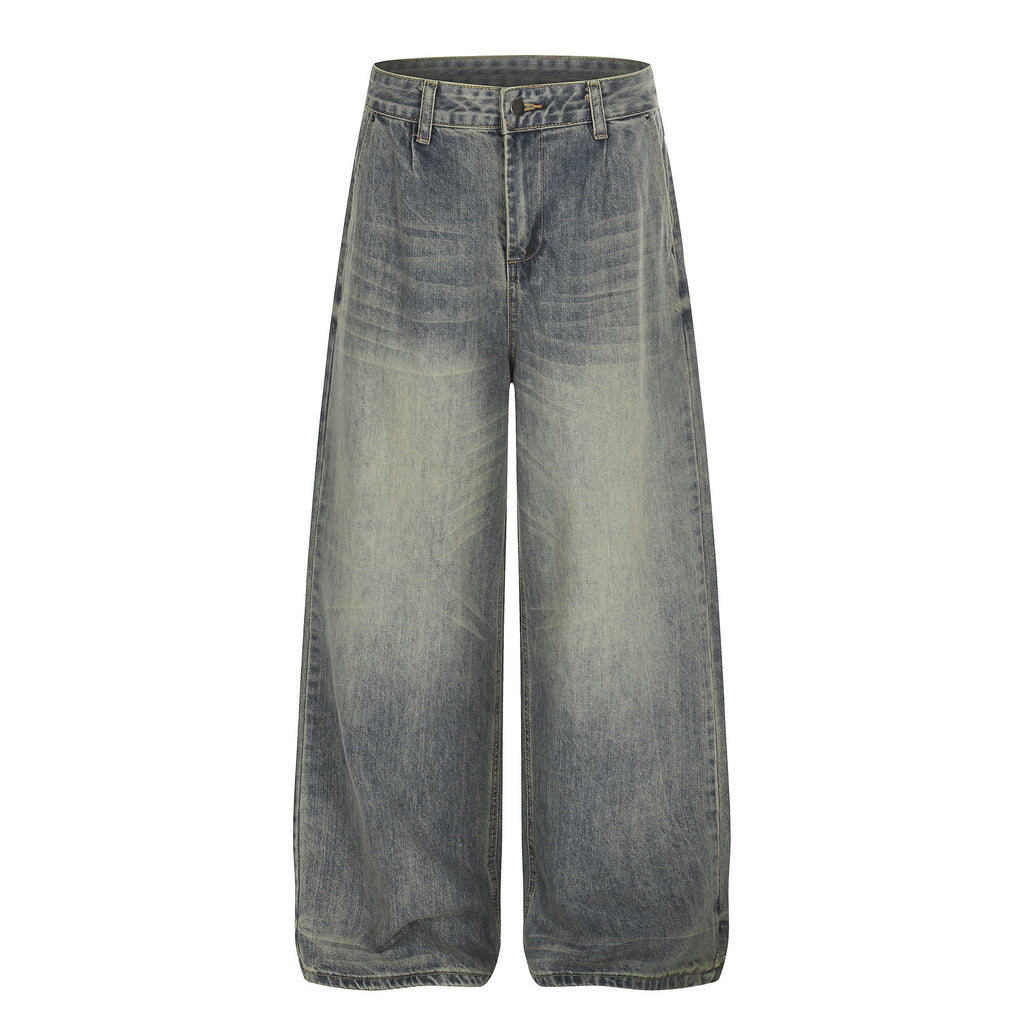 Retro Distressed Catwhisker Straight Denim Jeans