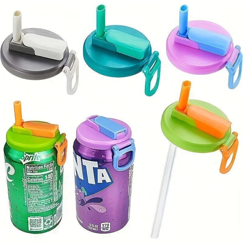 Reusable Soda Can Lids with Straws