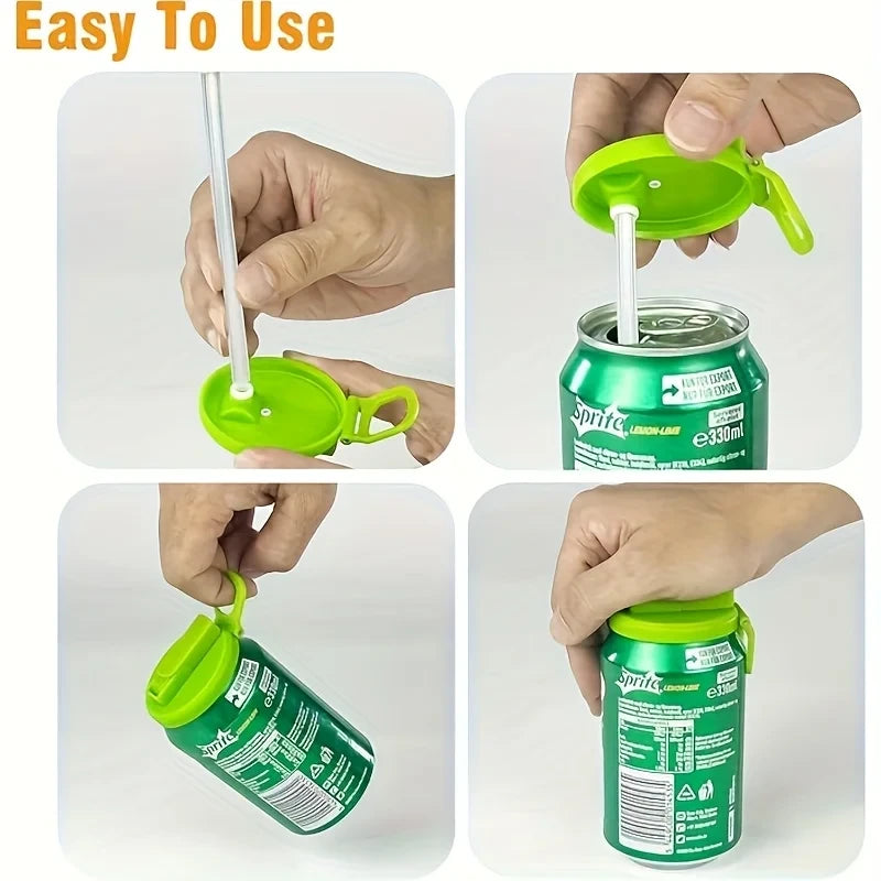 Reusable Soda Can Lids with Straws