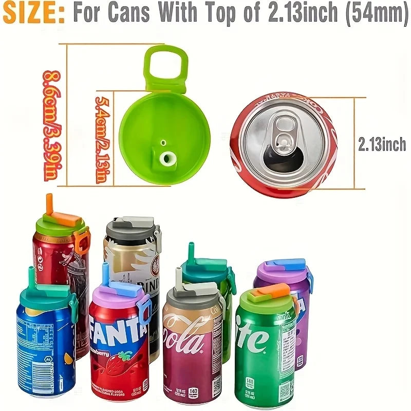 Reusable Soda Can Lids with Straws
