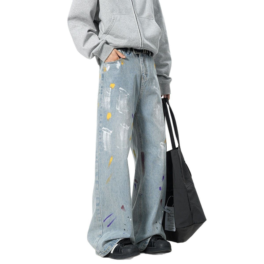 Denim men's design sense graffiti jeans for men