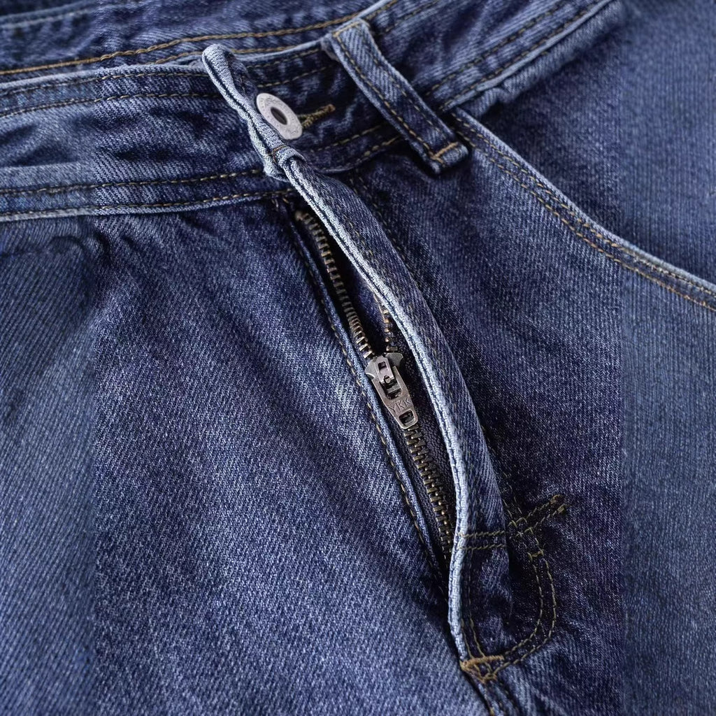 Vintage Parisian buckle design washed denim jeans