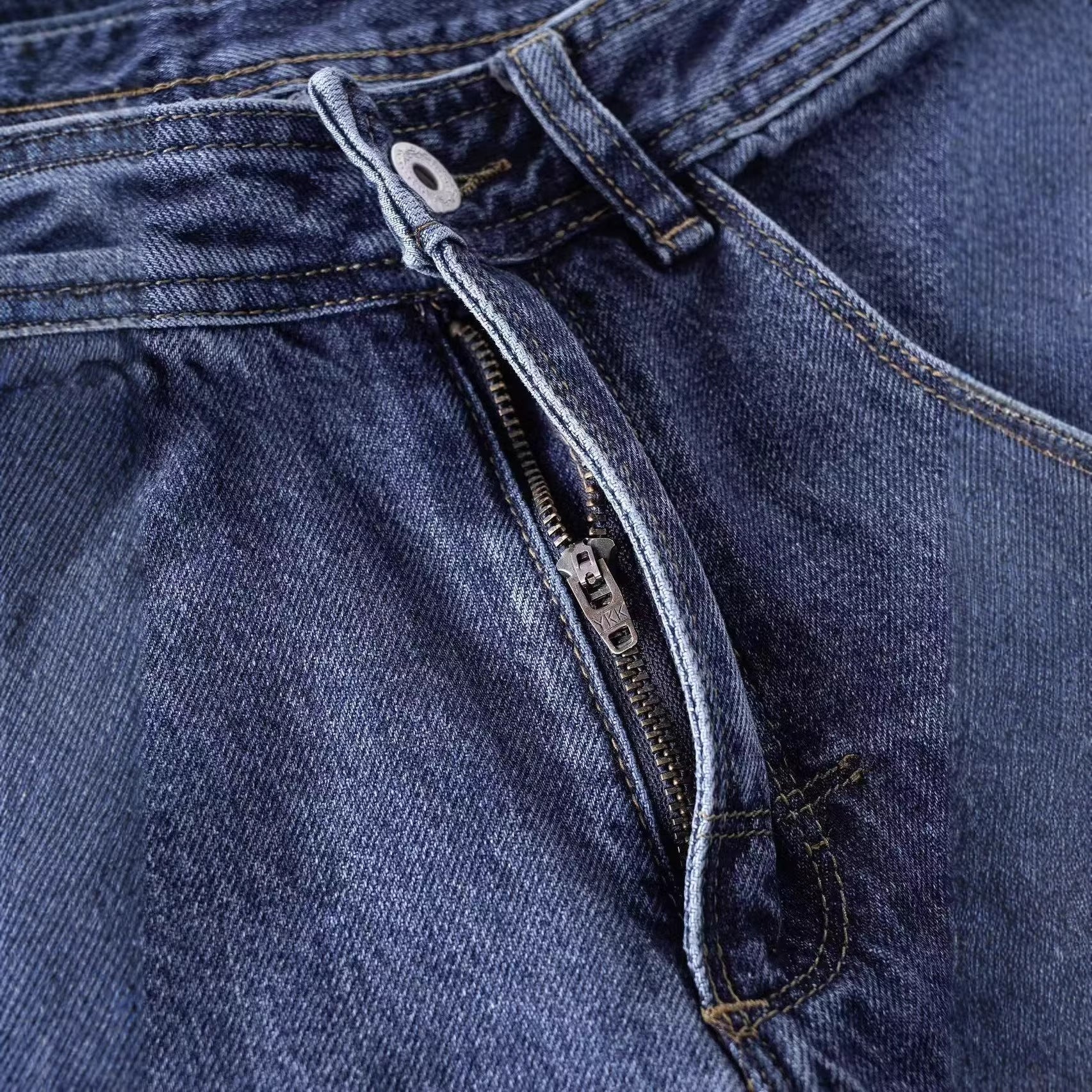 Vintage Parisian buckle design washed denim jeans