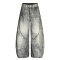 Washed gradient curved denim jeans