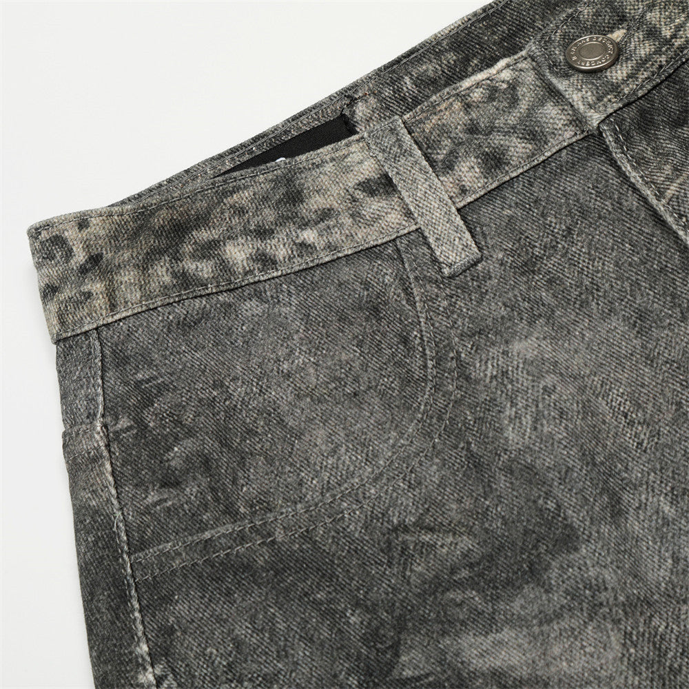 Washed gradient curved denim jeans
