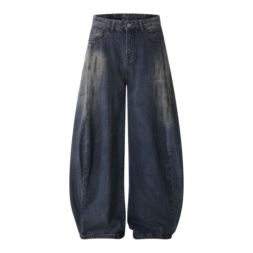 Dirty dyed washed denim jeans for men
