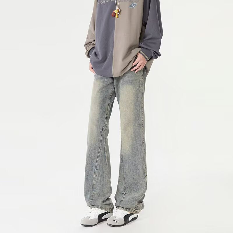 Retro washed denim jeans for men and women in summer