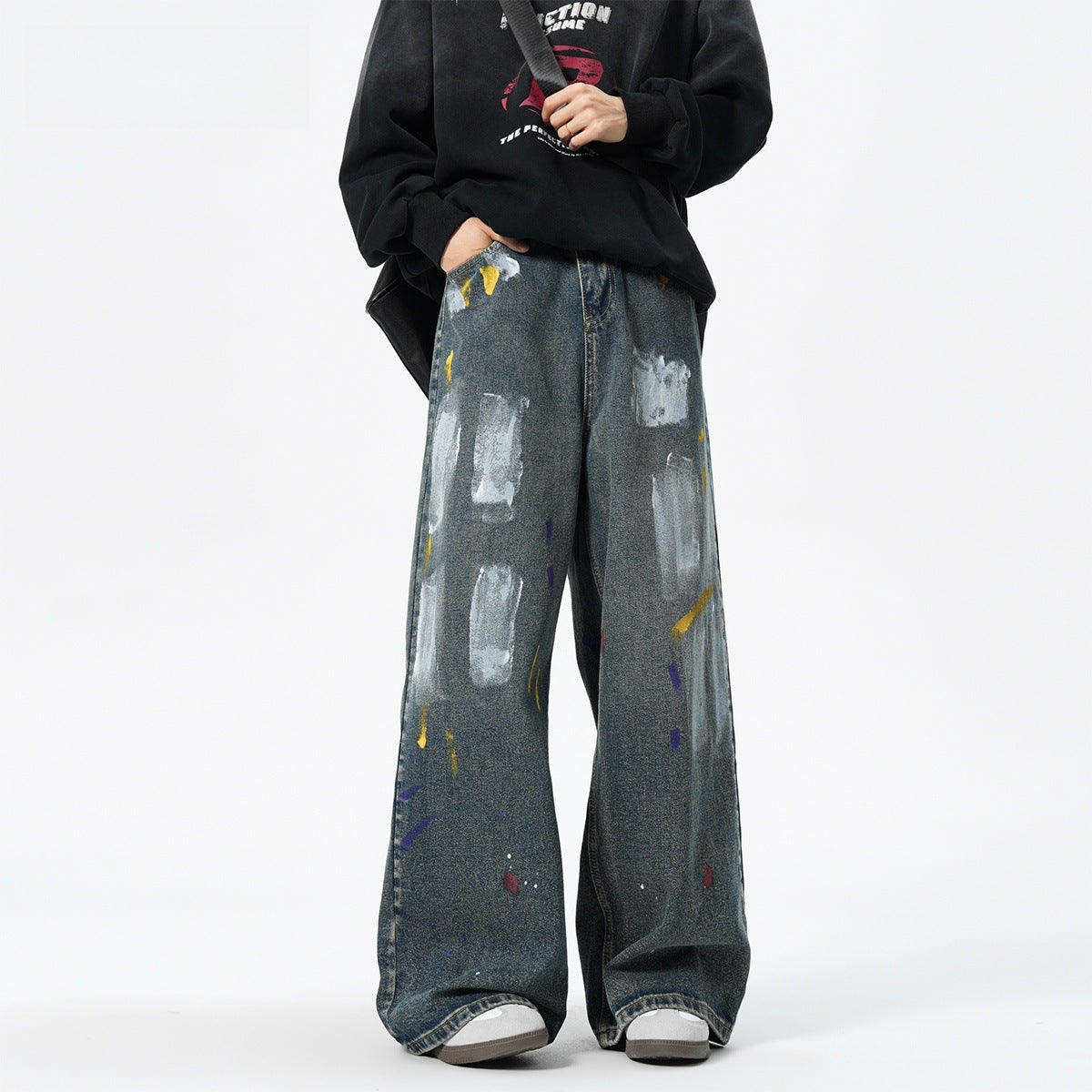 Denim men's design sense graffiti jeans for men