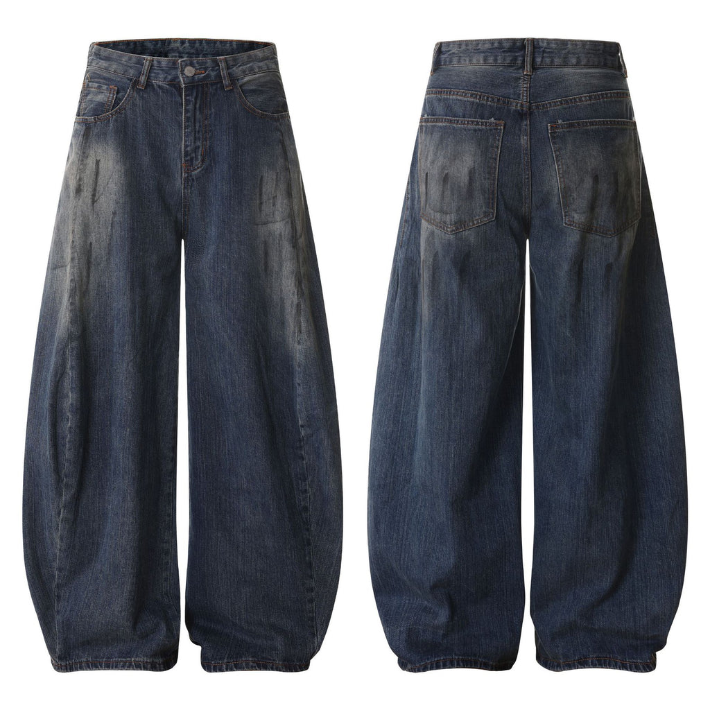 Dirty dyed washed denim jeans for men
