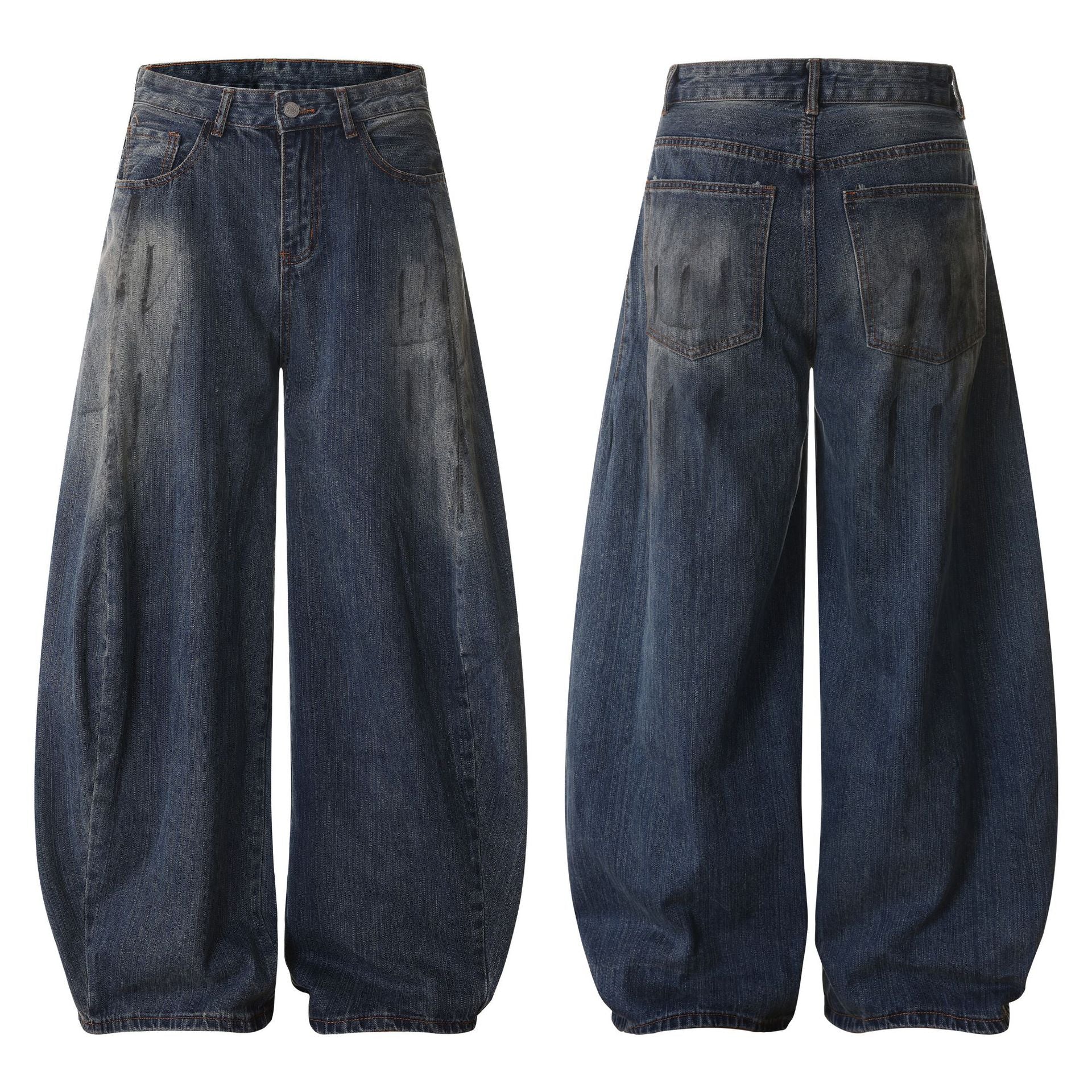 Dirty dyed washed denim jeans for men
