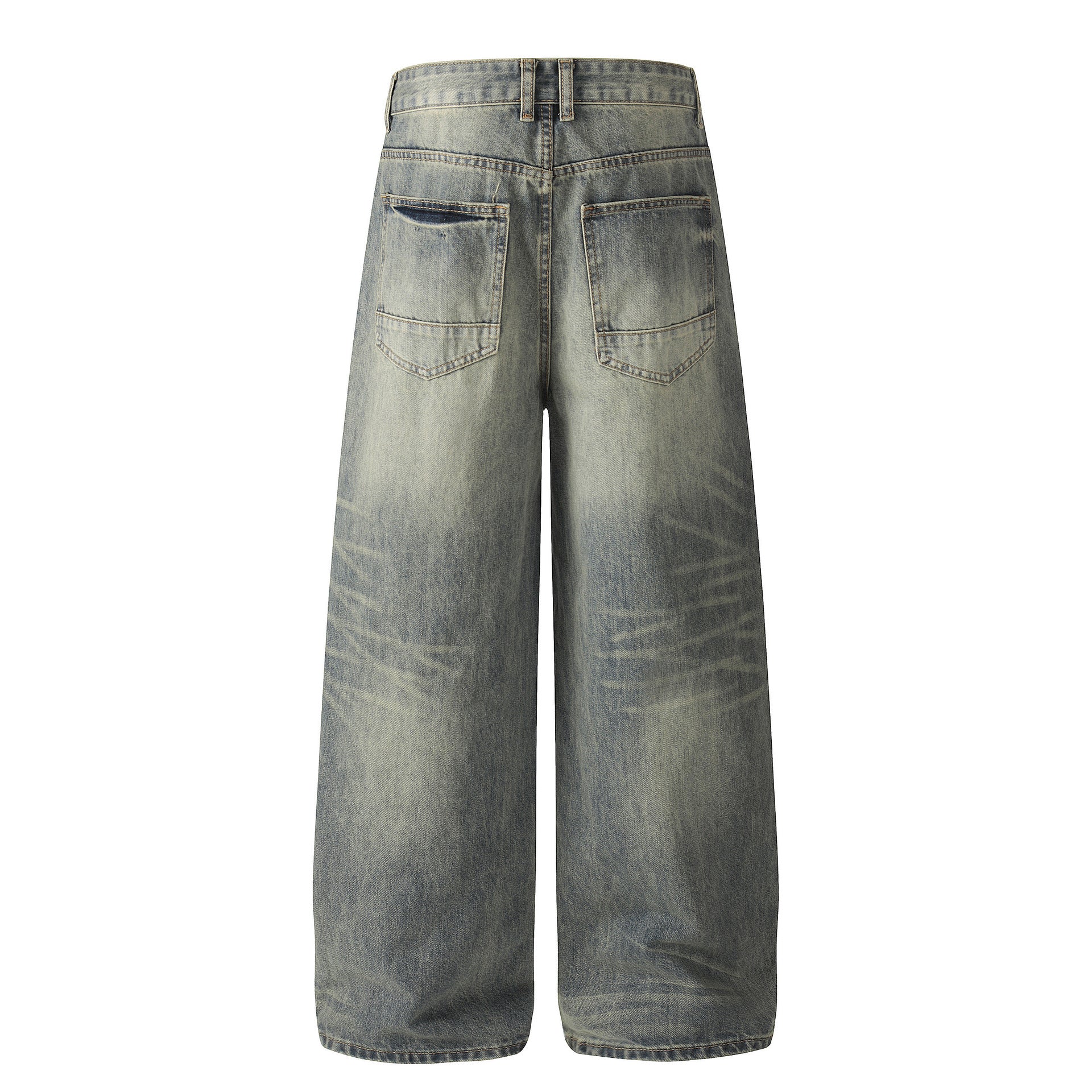 Retro Distressed Catwhisker Straight Denim Jeans