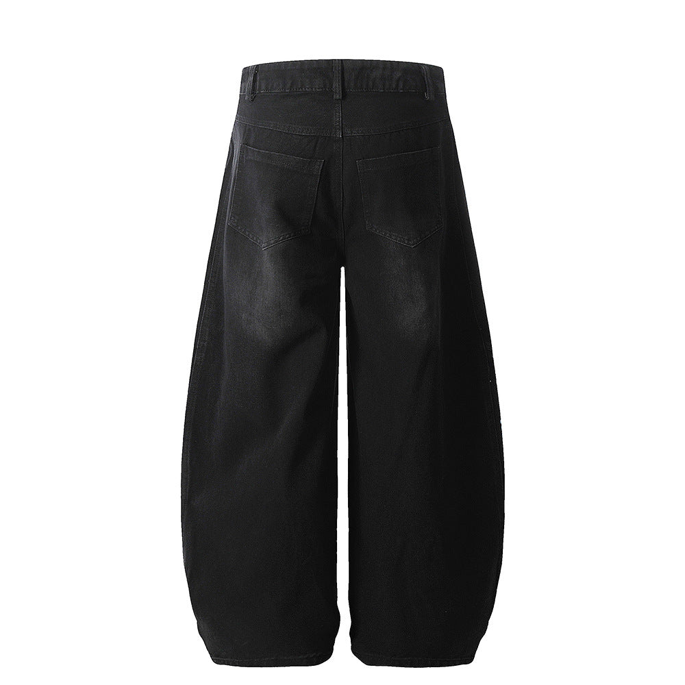 Three bar patchwork washed denim jeans