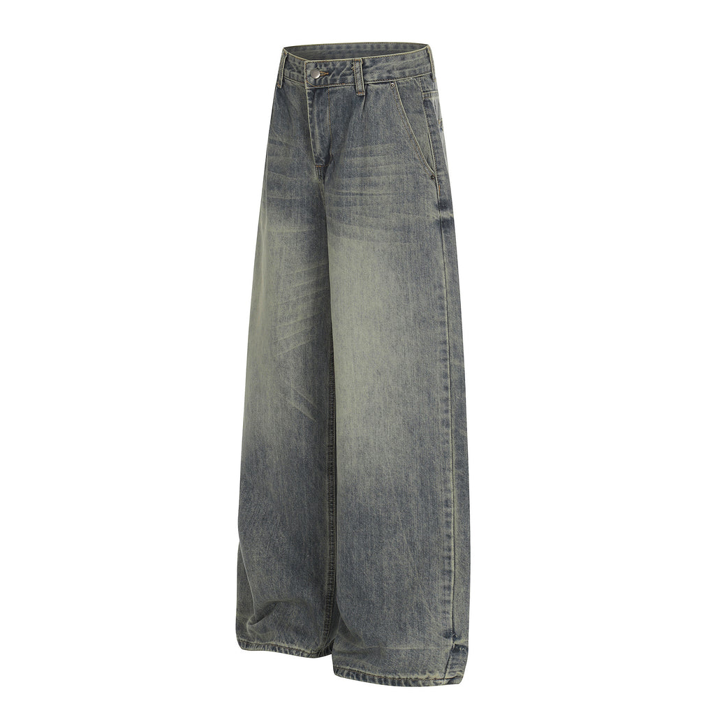Retro Distressed Catwhisker Straight Denim Jeans