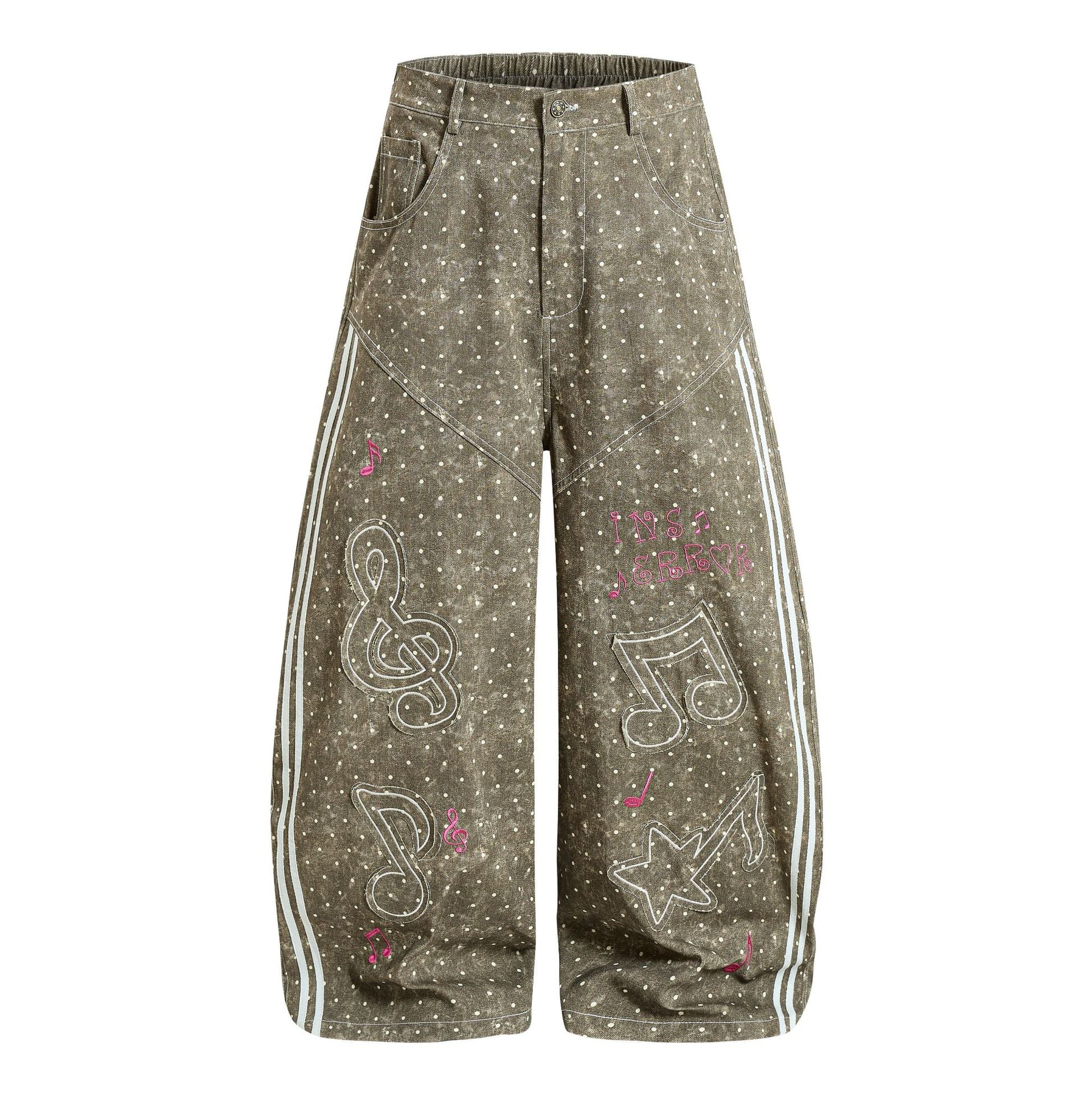 Wave dot ribbon note adhesive denim jeans