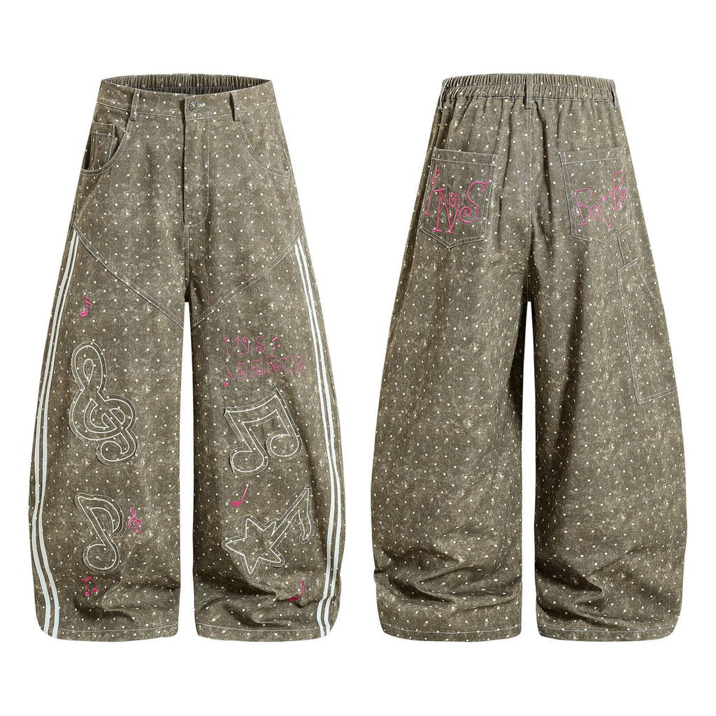Wave dot ribbon note adhesive denim jeans