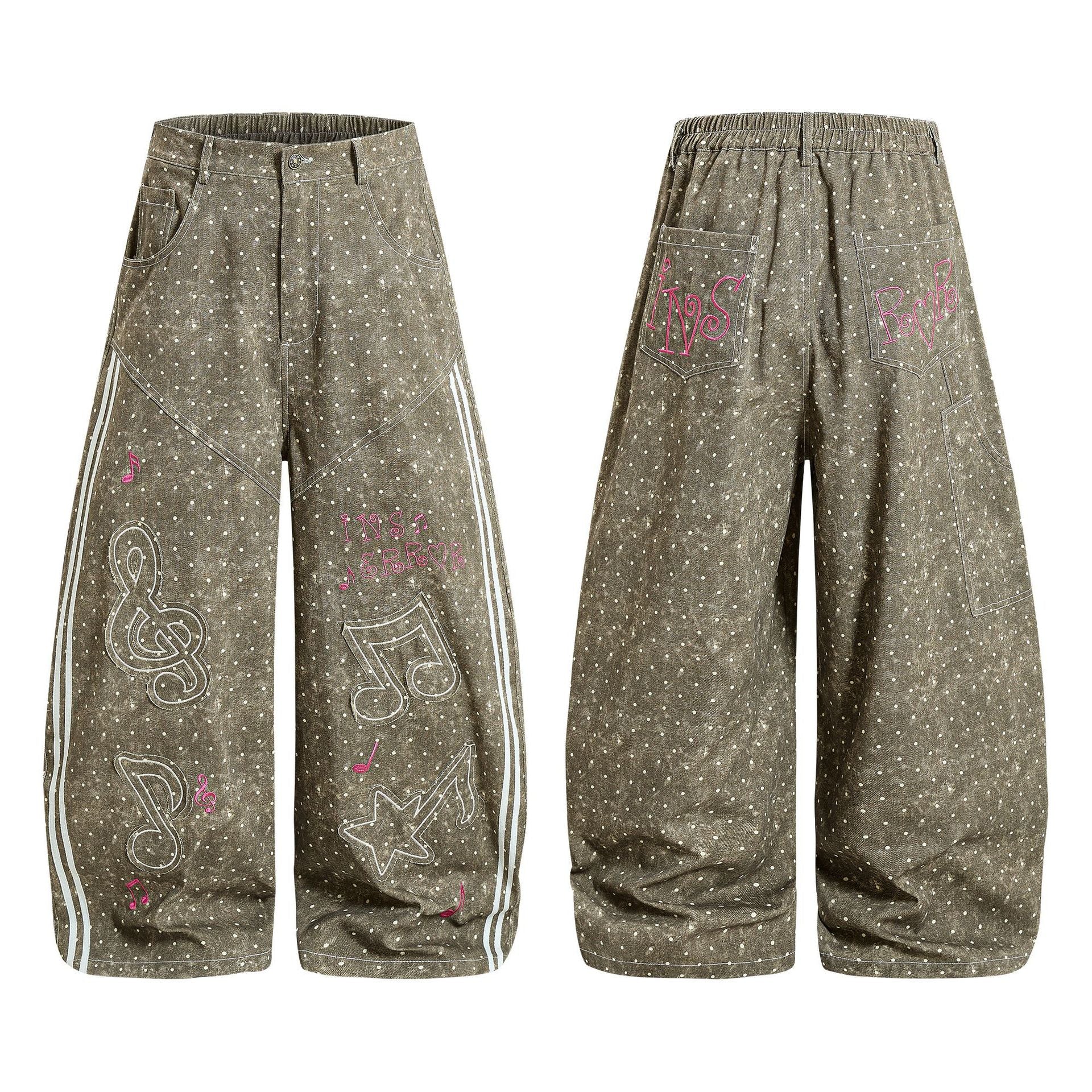 Wave dot ribbon note adhesive denim jeans