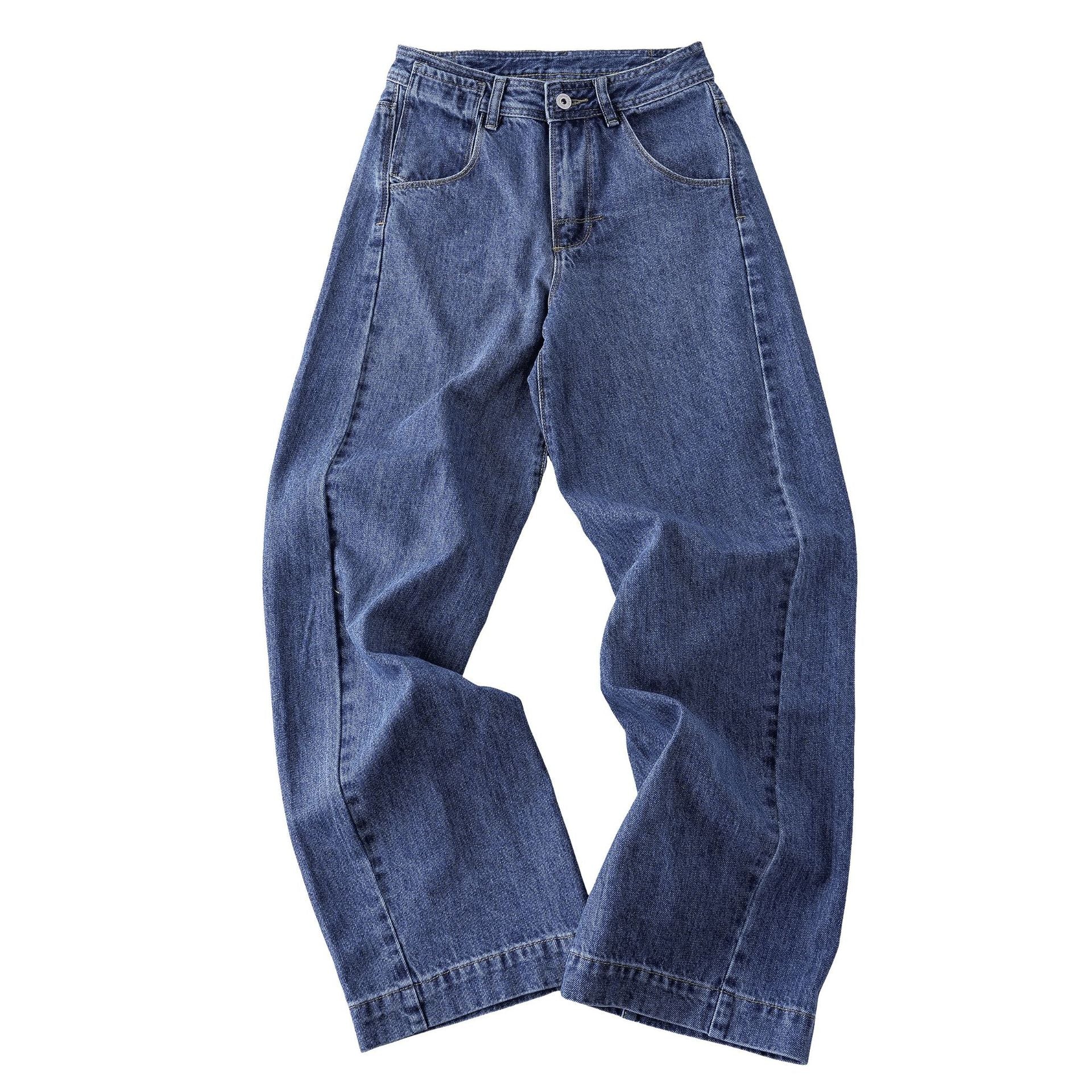 Vintage Parisian buckle design washed denim jeans