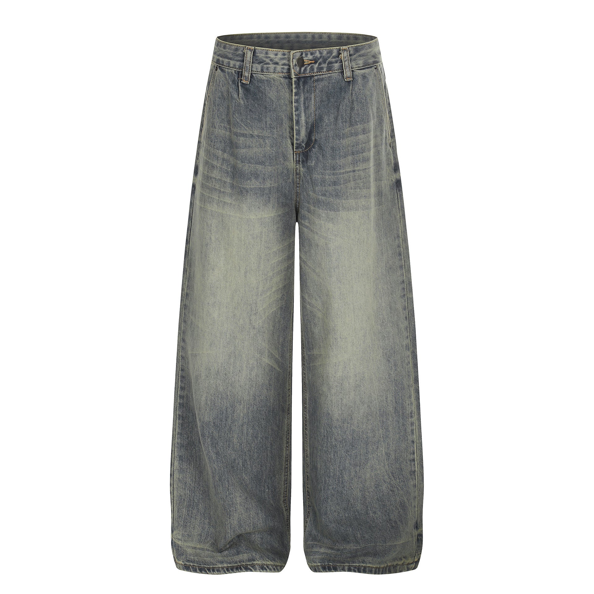 Retro Distressed Catwhisker Straight Denim Jeans