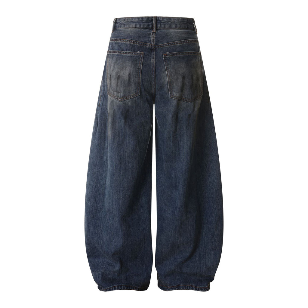 Dirty dyed washed denim jeans for men