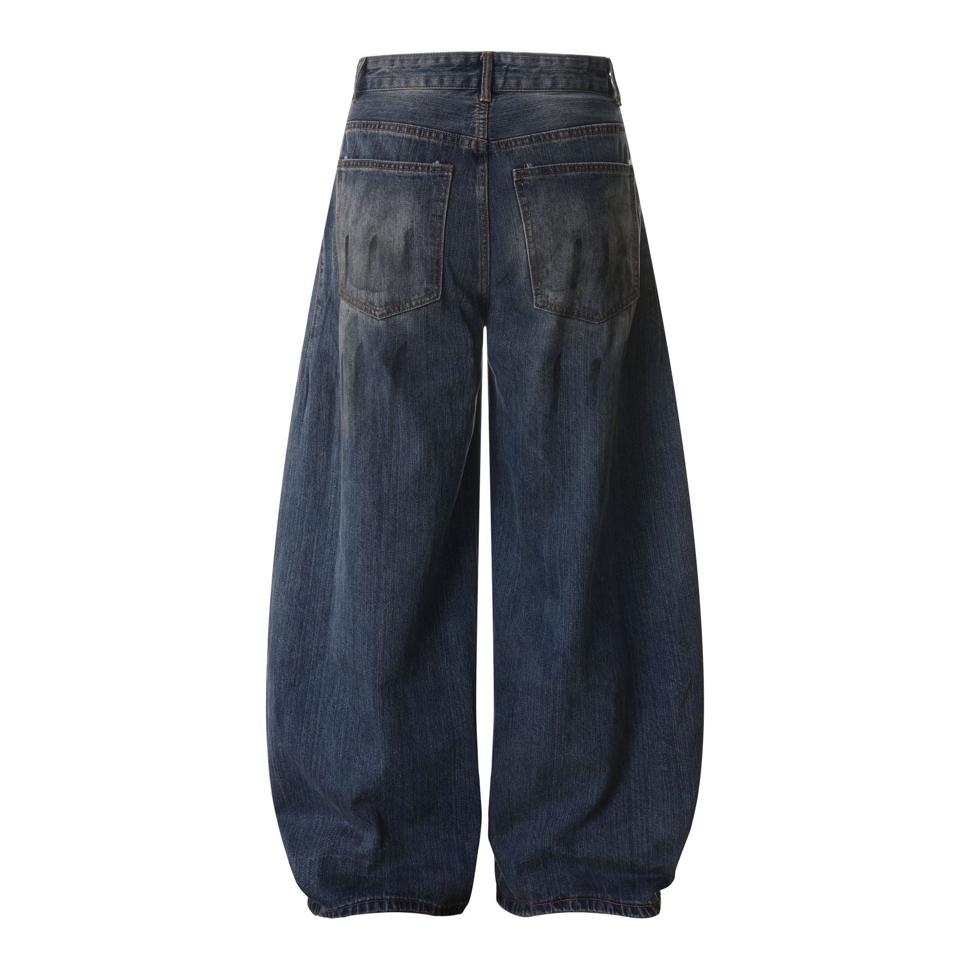 Dirty dyed washed denim jeans for men